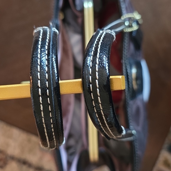 Coach Signature Brown Stripe Kisslock Framed Tote Bag π W/Medallion! 2012 - Picture 12 of 16